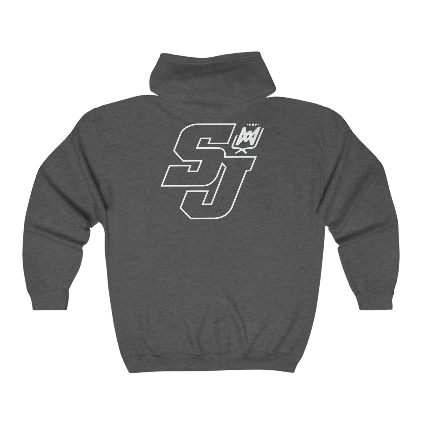 SJ White Outline Zip Unisex Hooded Sweatshirt  BASEBALL HS