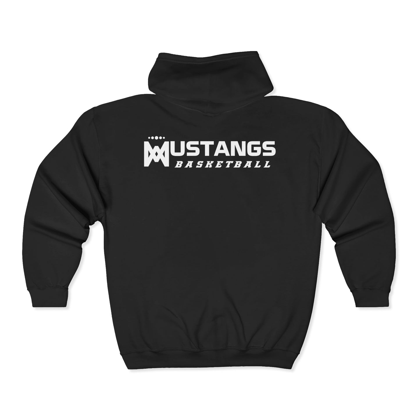 Mustangs Basketball M SJ White Ball Zip Unisex Hooded Sweatshirt BASKETBALL HS
